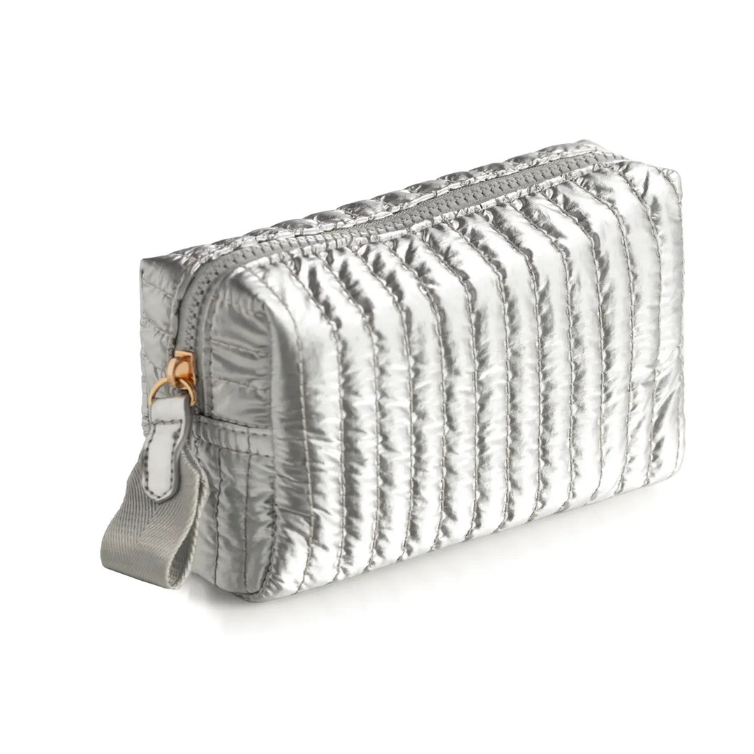 Logan Small Boxy Cosmetic Pouch - Silver