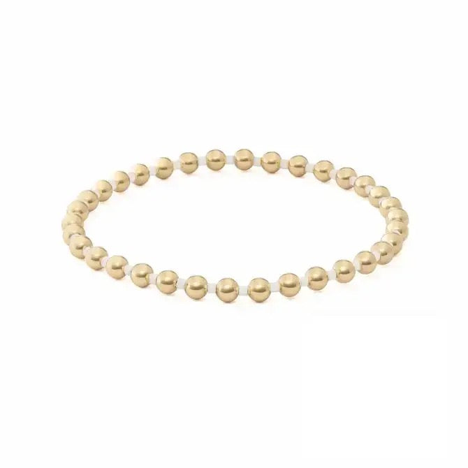 Chloe Bracelet 18k Gold Beaded Stretch - White