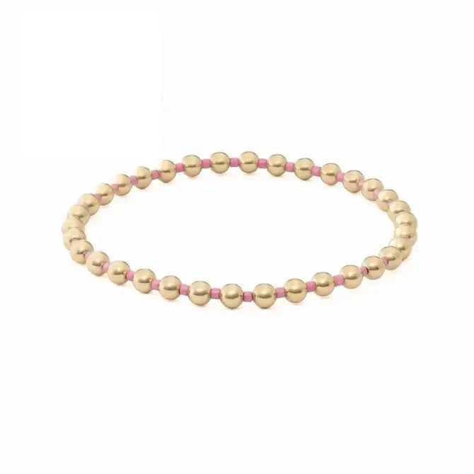 Chloe Bracelet 18k Gold Beaded Stretch - Pink