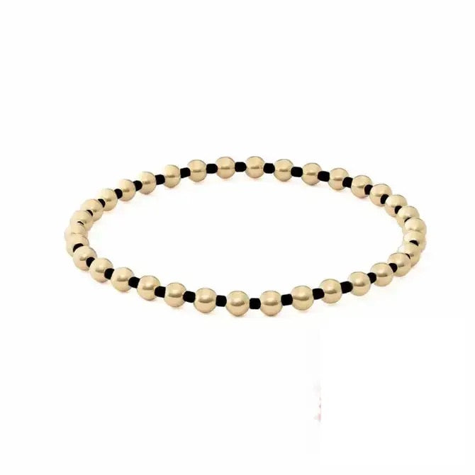 Chloe Bracelet 18k Gold Beaded Stretch - Black