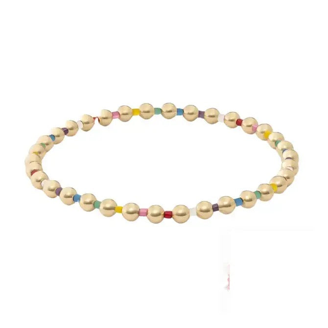 Chloe Bracelet 18k Gold Beaded Stretch - Multicolor