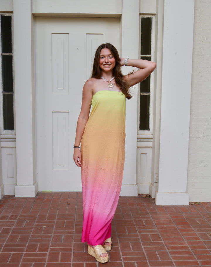 Sunny Ombre Tube Maxi Dress