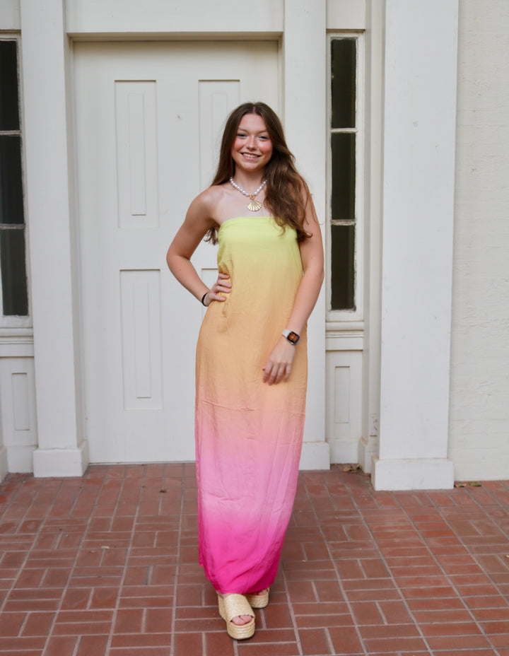 Sunny Ombre Tube Maxi Dress