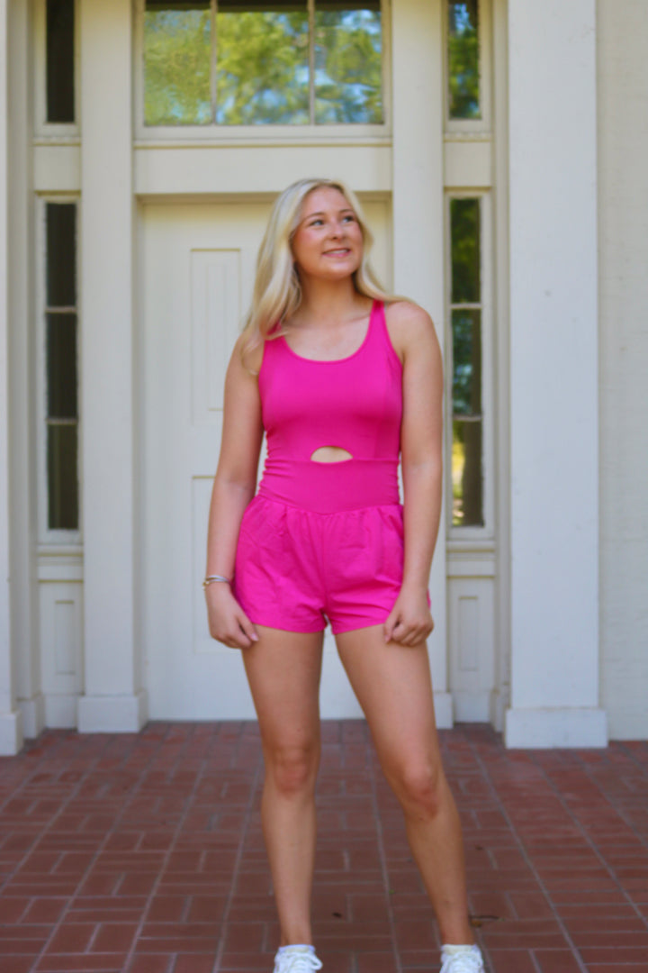 Sky Athletic Romper- Pink