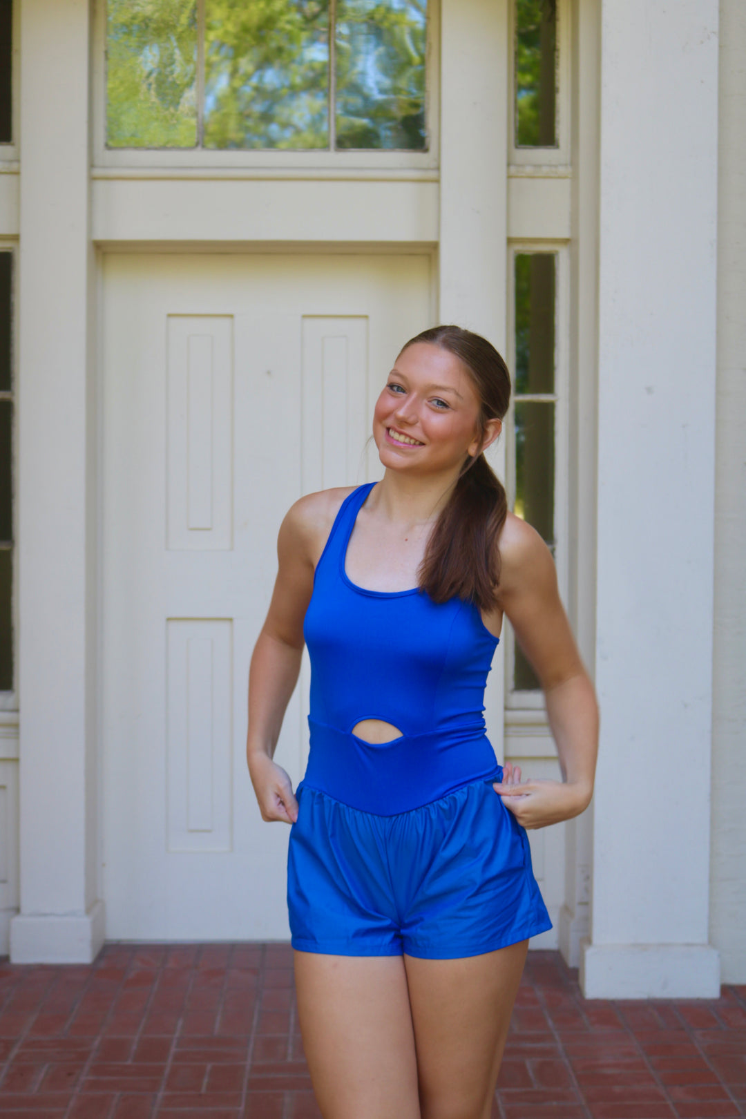 Sky Athletic Romper- Blue