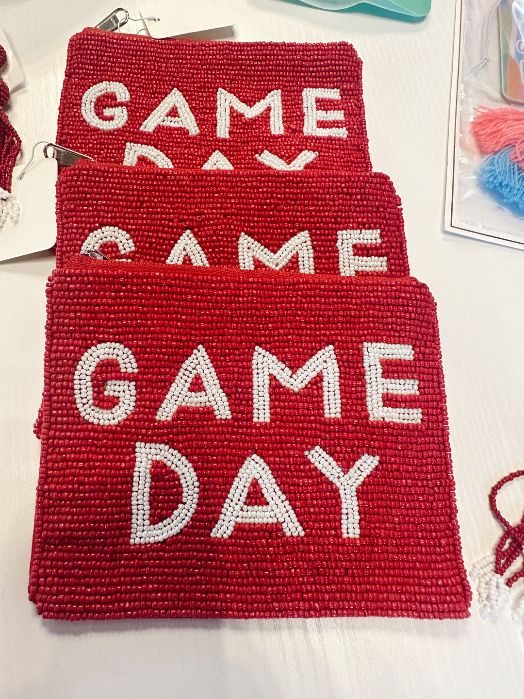 Game day beaded bags