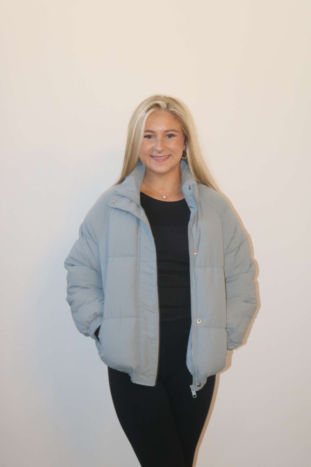 Chloe Puffer Jacket - Blue Gray