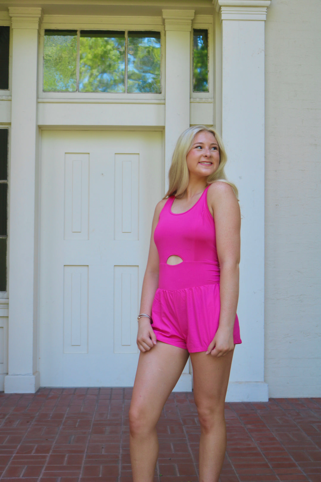 Sky Athletic Romper- Pink