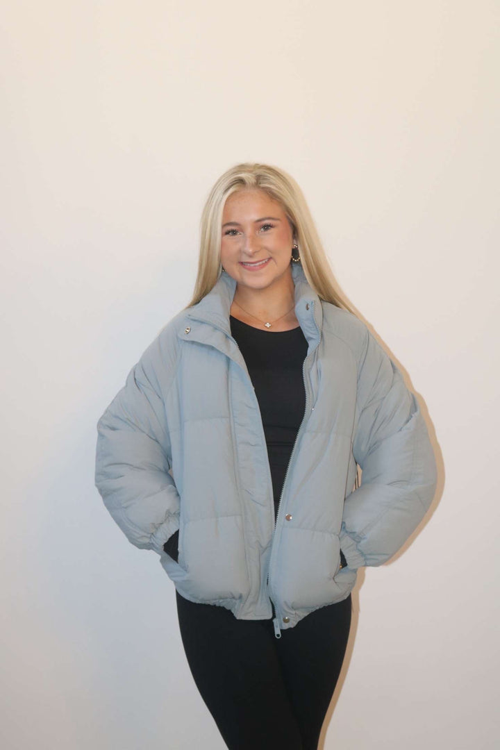 Chloe Puffer Jacket - Blue Gray