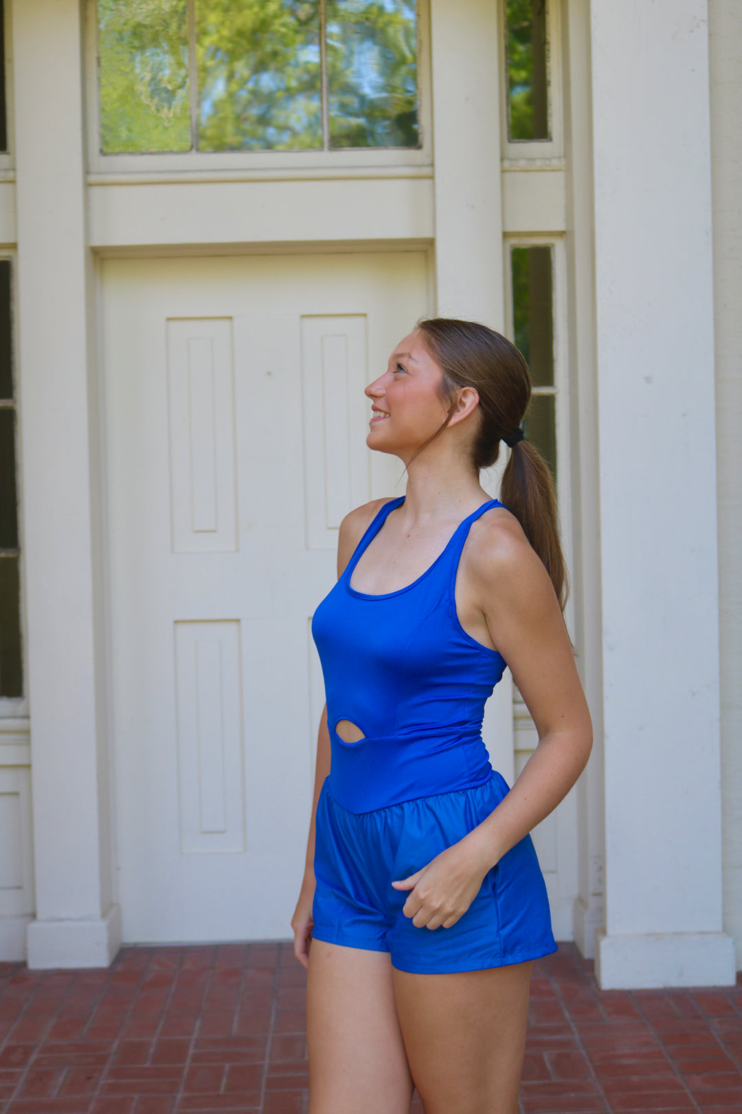 Sky Athletic Romper- Blue