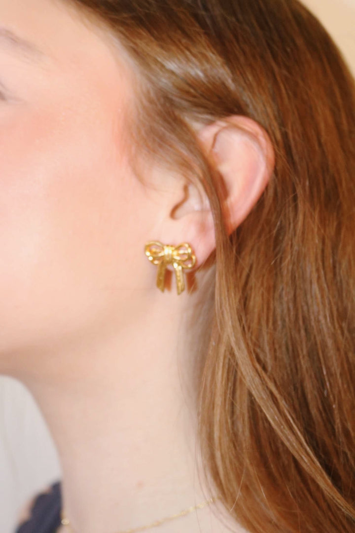 Gold Bow Earrings